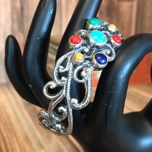 Carolyn Pollack Multi Stone Cuff Bracelet Sterling Silver